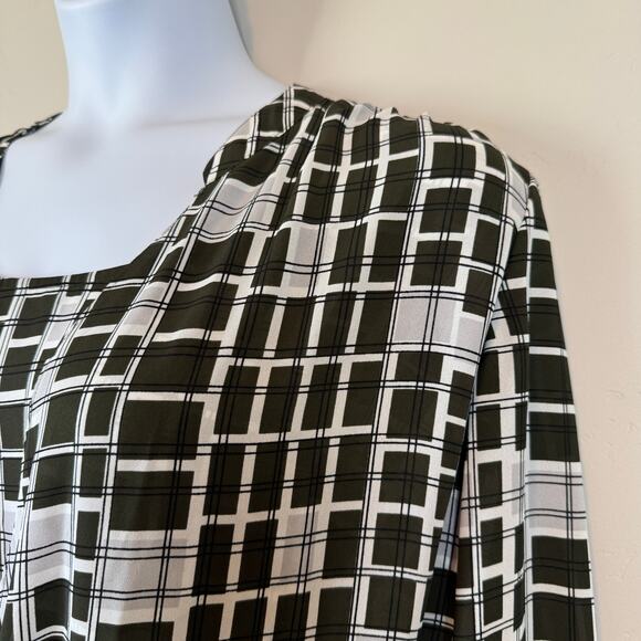Alfani Career Top Womens Sz 24 Black White Hi-Low Long Sleeve Casual Office - Picture 6 of 10